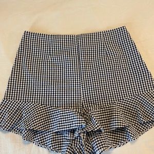 Navy and white gingham shorts